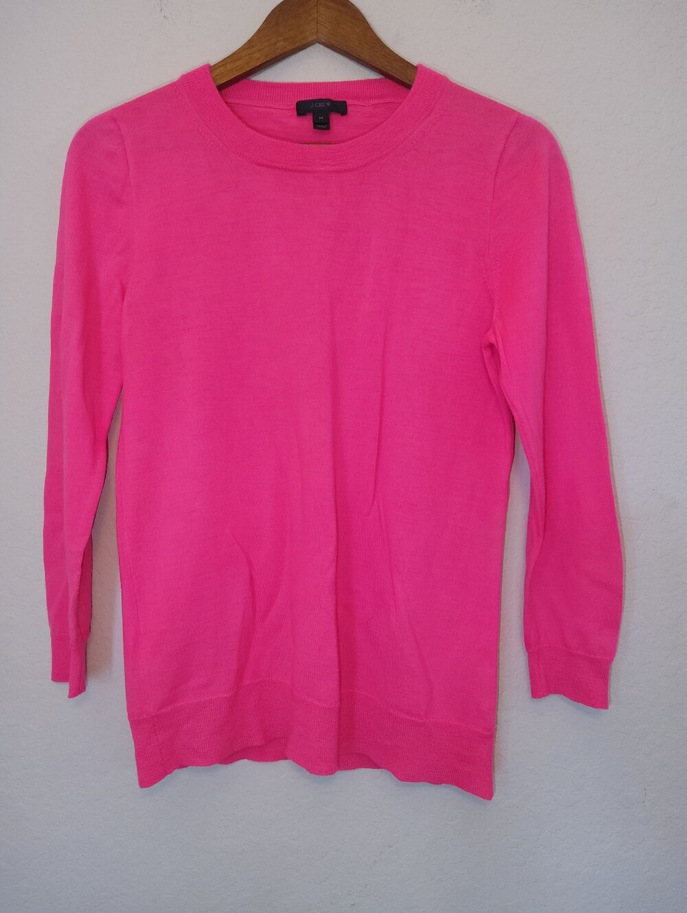 J. Crew Merino Wool Sweater Womens Sz Medium Hot Pink Barbiecore Preppy Luxury